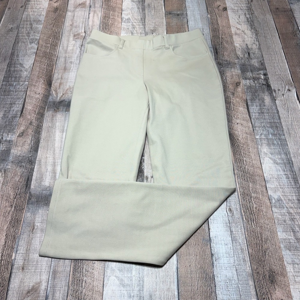 Quince Ultra-Stretch Ponte Straight Leg Pants Womens M Beige Tan Workwear 0689